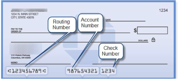 exapmple of check with routing & account numbers